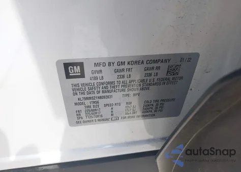 2022 Chevrolet Trailblazer Fwd Ls from USA, damaged, VIN KL79MMS21NB093931